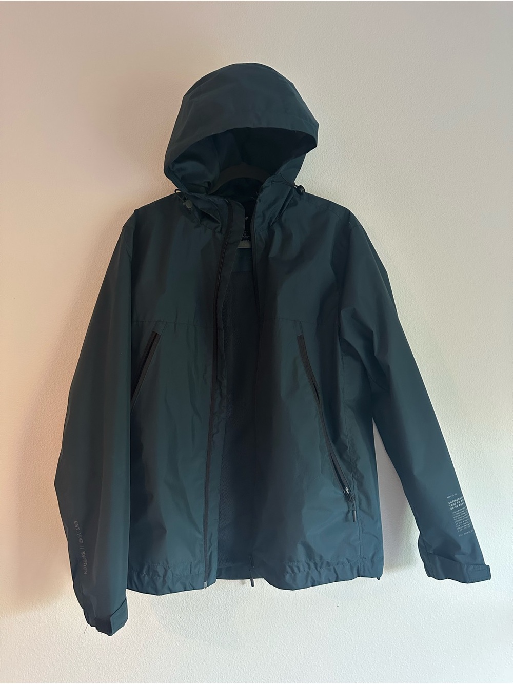 H&M Men's Hooded Rain Jacket - Dark Green